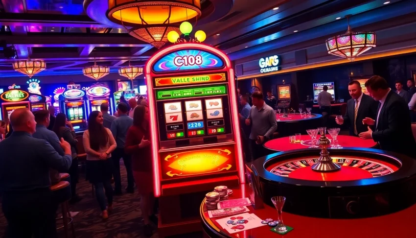 A C168-themed slot machine attracts players in a vibrant casino environment, highlighting the excitement of gambling.