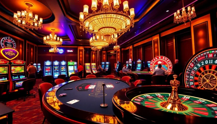 Experience the thrilling atmosphere of BL555 casino with vibrant gaming elements, including blackjack and roulette.
