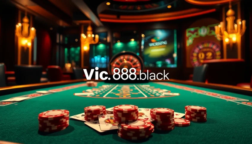Experience high stakes action at the vibrant casino floor of https://vic88.black/, featuring lively players, cards, and roulette.