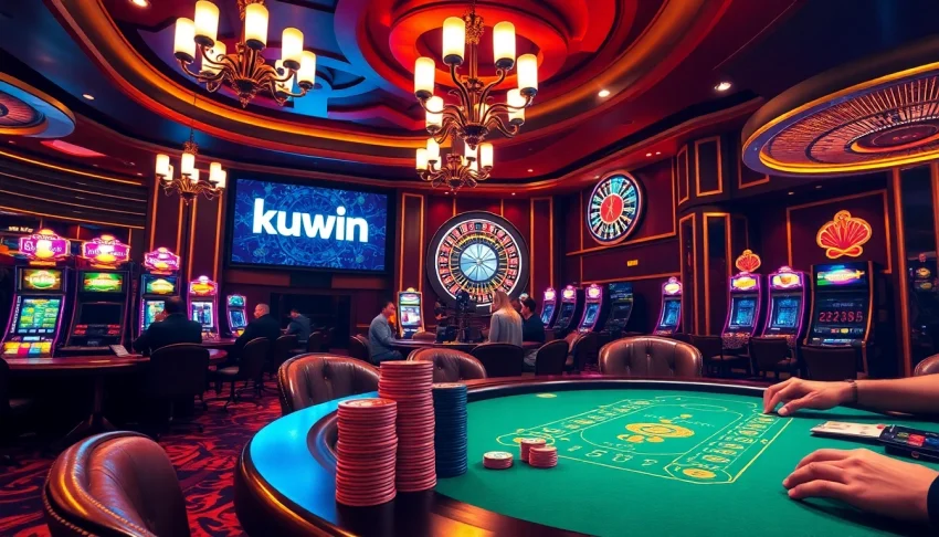 Engage in thrilling poker games at a casino showcasing "kuwin" bonuses.