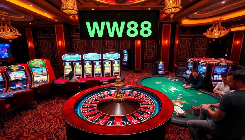 Experience the excitement of WW88 Casino with vibrant slot machines and innovative betting tables.