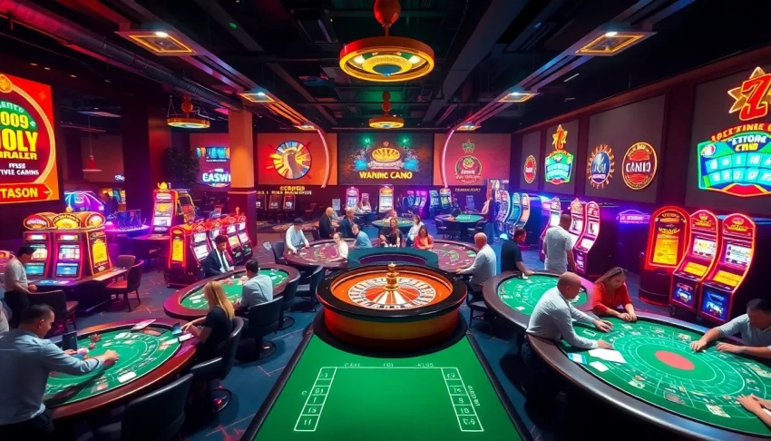 Players engaged in thrilling wagers at a casino with exciting games; discover your luck at https://58win.fail/.