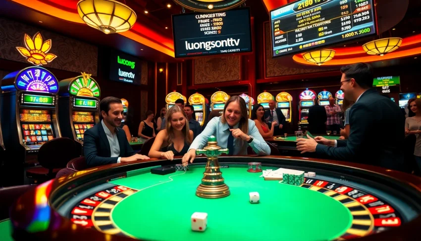 luongsontv showcases an exciting poker game in a vibrant casino setting, highlighting the thrill of gambling.