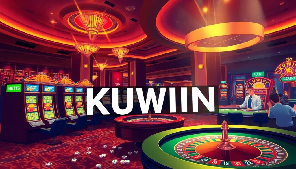 Experience the thrill of the KUWIN casino with dynamic games, vibrant slot machines, and engaging players.