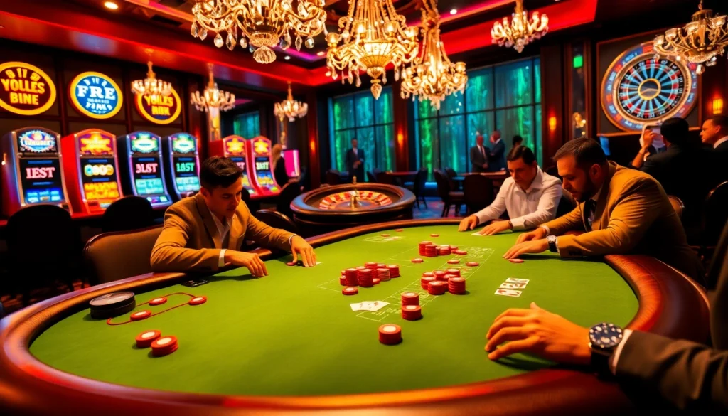 Join the thrilling action at https://f168.today/ with expert poker players at a luxurious casino table.